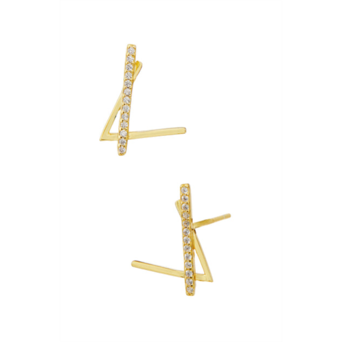 SAVVY CIE JEWELS 18k over sterling linear stud earrings