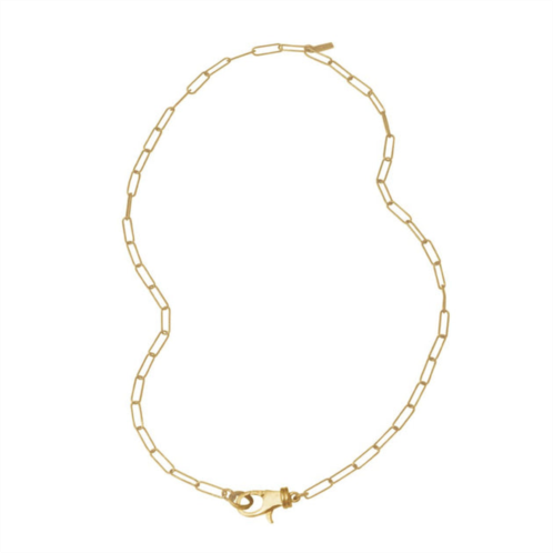 Adornia lock paper clip chain necklace gold