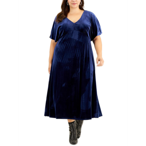 Taylor plus womens velvet long maxi dress