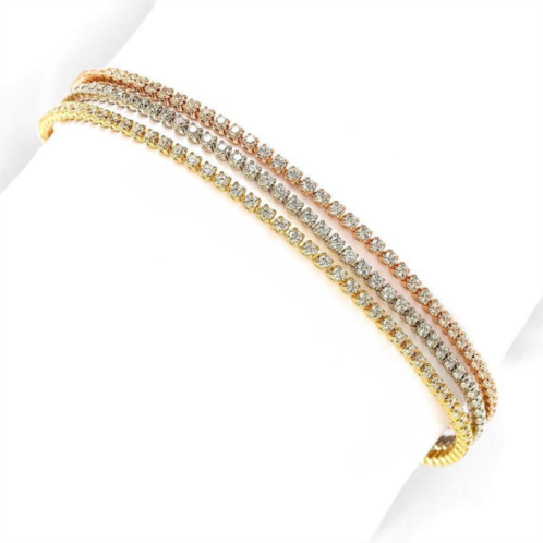 Suzy Levian tri-tone sterling silver cubic zirconia bracelet