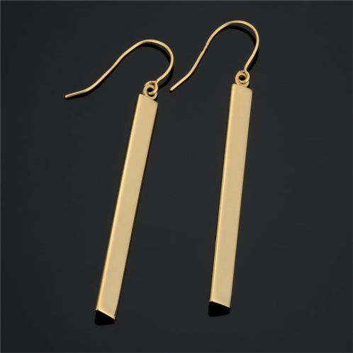 Fremada 14k yellow gold high polish bar drop earrings (4 mm wide x 41 mm long)