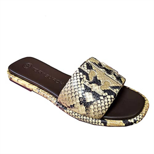 Tory Burch double t sport leather slide sandals in desert roccia