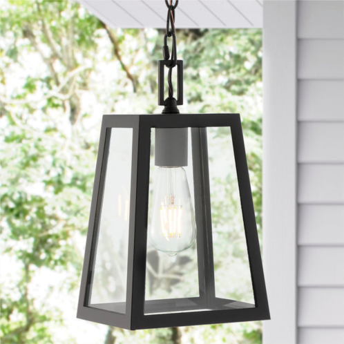 JONATHAN Y glendale 6.75 1-light farmhouse industrial iron/glass outdoor led pendant