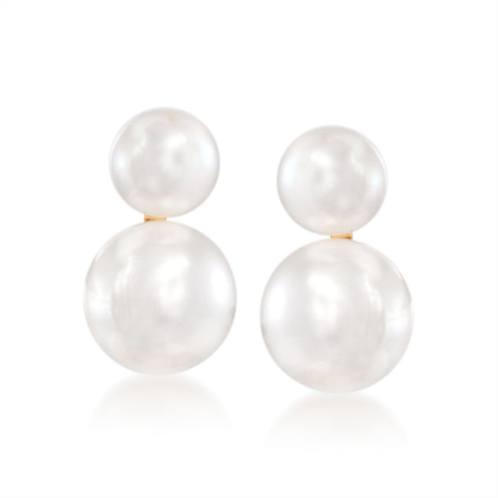 Ross-Simons 5-7.5mm cultured akoya pearl double drop earrings in 14kt yellow gold