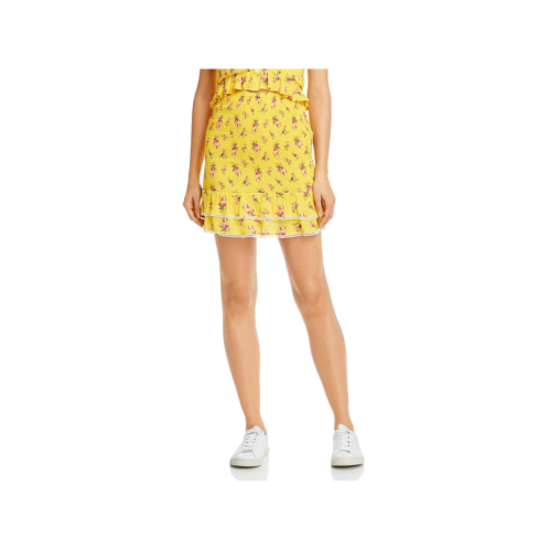 Lost Wander womens printed smocked mini skirt
