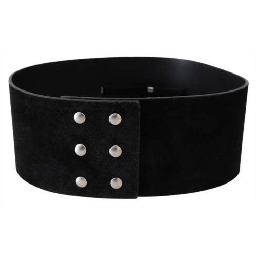 GF Ferre leather wide logo design buckle womens belt