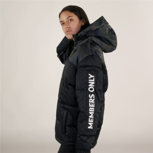 Members Only womens twill block puffer oversized jacket