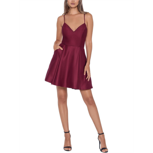 Blondie Nites juniors womens satin mini fit & flare dress