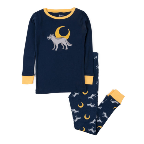 Leveret kids two piece cotton pajamas wolf