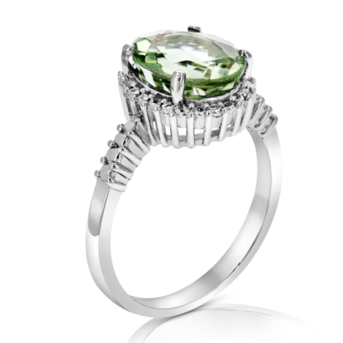 Vir Jewels 2.30 cttw green amethyst ring oval shape solitaire rhodium over brass 11x9 mm