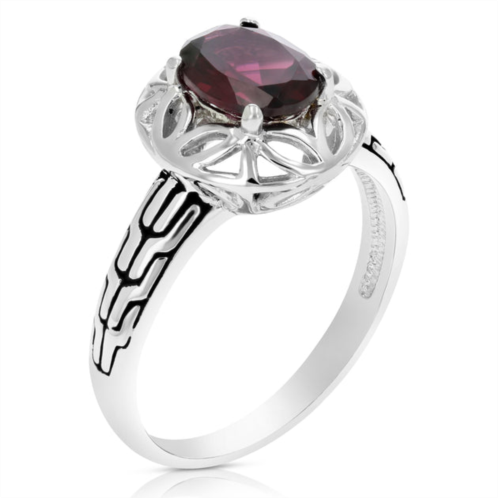 Vir Jewels 1.20 cttw garnet ring .925 sterling silver with rhodium oval shape 8x6 mm