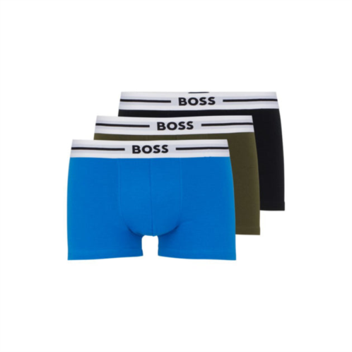 BOSS three-pack of stretch-cotton trunks with logo waistbands