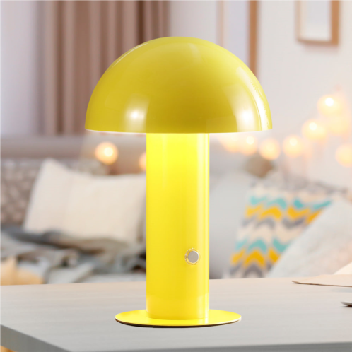 Jonathan Y boletus 10.75 contemporary bohemian rechargeable/cordless iron integrated led mushroom table lamp