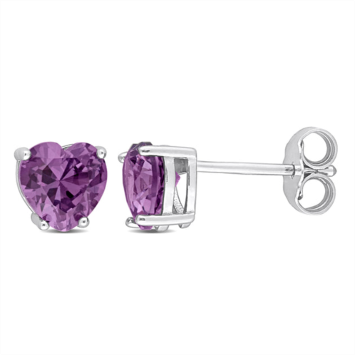 Mimi & Max 2 3/8ct tgw heart shape simulated alexandrite stud earrings in sterling silver