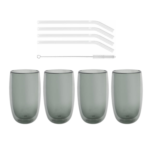 ZWILLING sorrento 8-pc double-wall latte glass & straw set