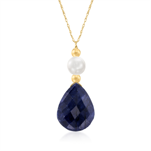 Ross-Simons cultured pearl and sapphire necklace in 14kt yellow gold