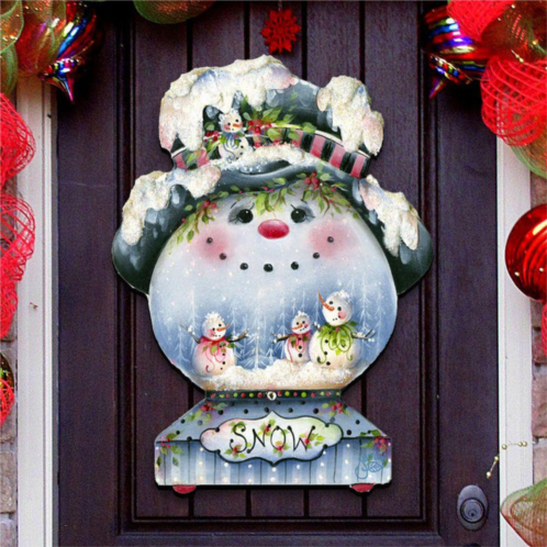 Designocracy jamie mills-price christmas joe cool snow globe door hanger