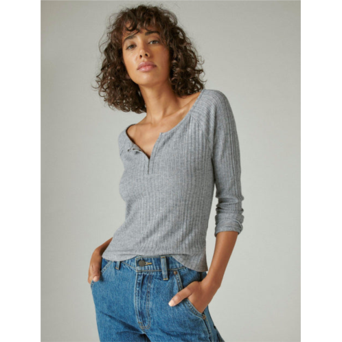 Lucky Brand womens cloud rib hook & eye top