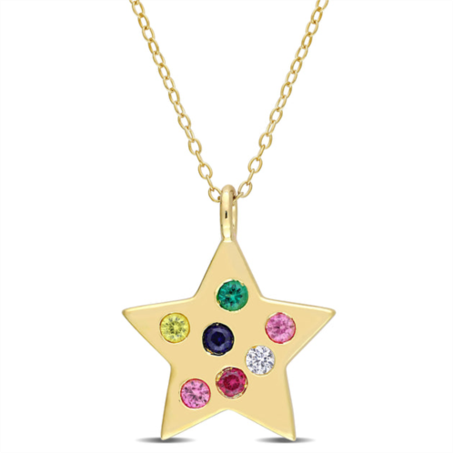 Mimi & Max 3/5ct tgw multi-color gemstones star pendant with chain in yellow plated sterling silver