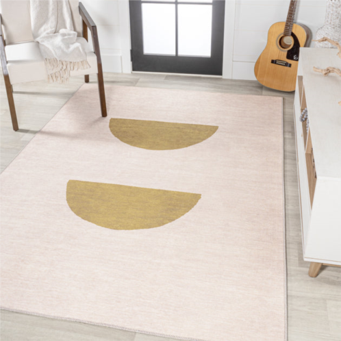 JONATHAN Y luola minimalist geometric machine-washable cream/yellow area rug