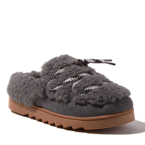 Dearfoams womens giselle lace up teddy clog slipper