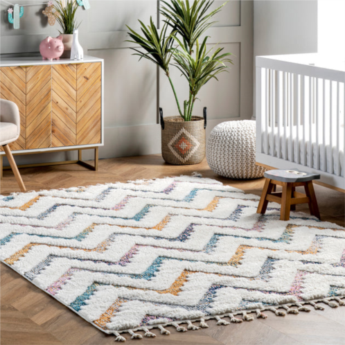 NuLOOM rumi high-low chevron tassel area rug