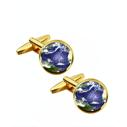 Stephen Oliver 18k gold blue map cufflinks