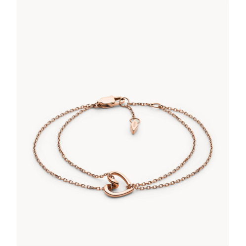 Fossil womens rose gold stainless steel chain bracelet