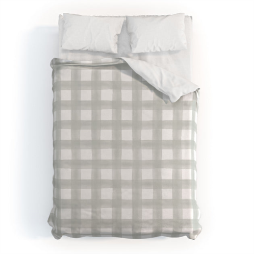 Deny Designs little arrow design co watercolor plaid light gray polyester duvet