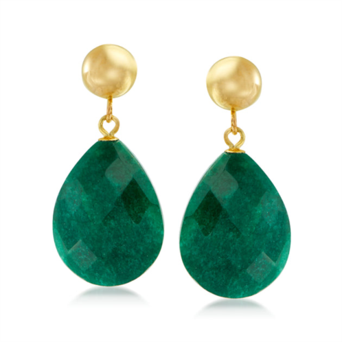 Ross-Simons emerald teardrop earrings in 14kt yellow gold