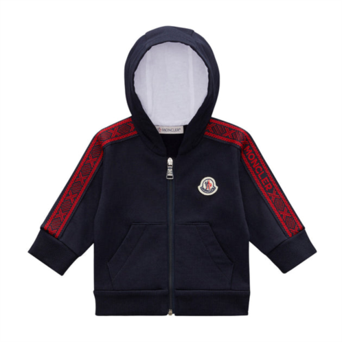 Moncler navy logo trim zip up hoodie