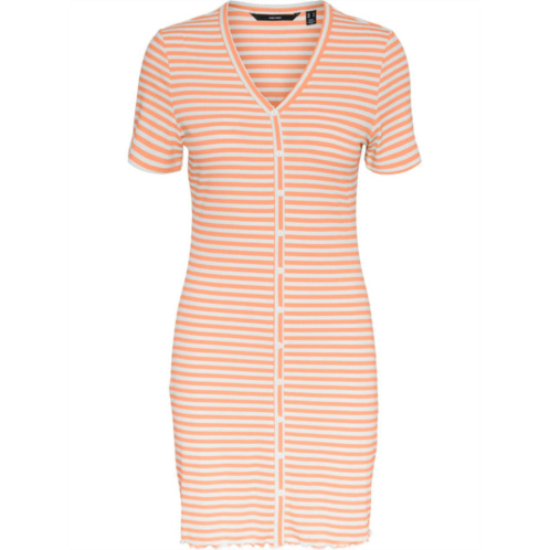 Vero Moda petites aria womens button detail v neck mini dress