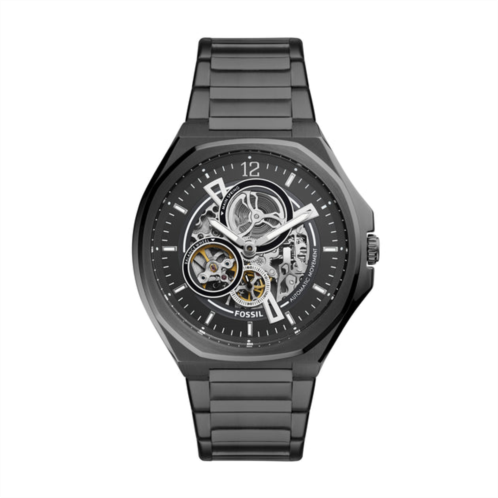 Fossil mens evanston automatic, black-tone stainless steel watch