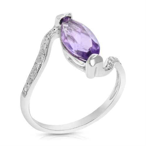 Vir Jewels 1.50 cttw purple amethyst ring .925 sterling silver rhodium marquise 12x6 mm