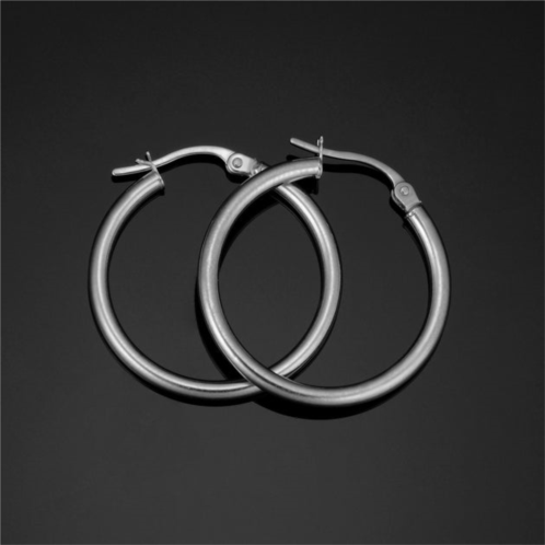 Fremada 10k white gold polished hoop earrings (2x20 mm)