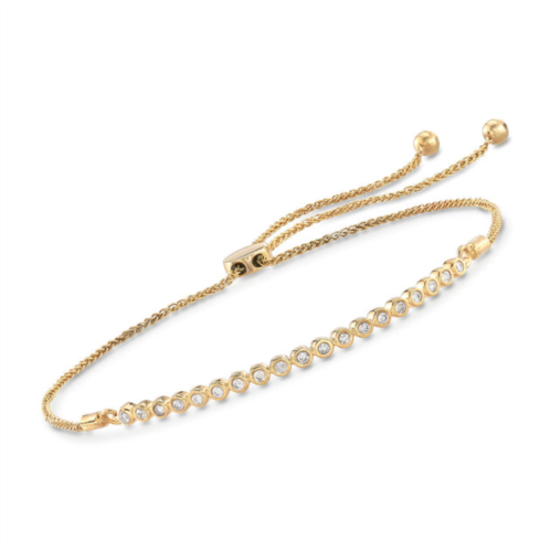 Ross-Simons bezel-set diamond bolo bracelet in 18kt gold over sterling