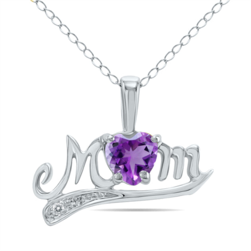 SSELECTS amethyst and diamond mom pendant in 10k