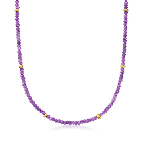Ross-Simons amethyst bead necklace with 18kt gold over sterling