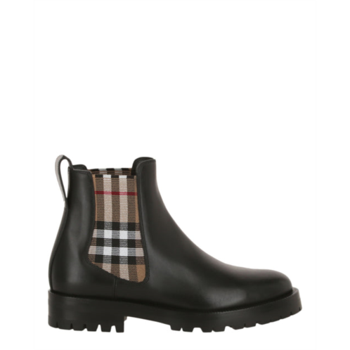 Burberry check leather ankle boots