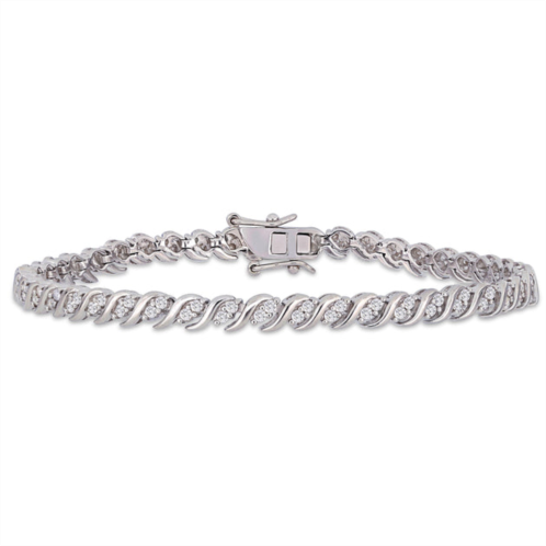 Mimi & Max 1ct tw diamond s-shape tennis bracelet in sterling silver