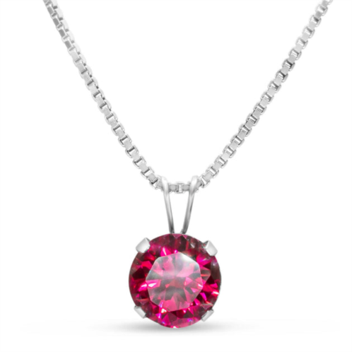 SSELECTS 1 1/2 carat created ruby necklace in sterling silver, 8mm