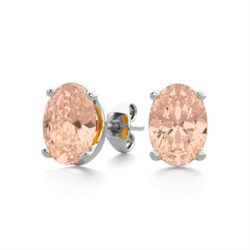 SSELECTS 1-1/4 carat oval shape morganite earrings studs in sterling silver