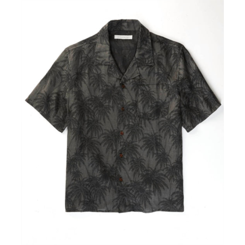 Outerknown linen ss camp shirt in shadow sketch palms
