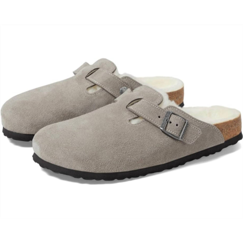 BIRKENSTOCK unisex boston shearling clog (narrow width) in stone coin