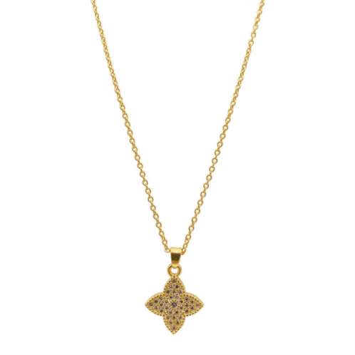 Adornia 14k gold plated crystal clover necklace