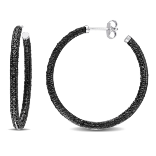 Mimi & Max 1/4ct tw black diamond hoop earrings in sterling silver with black rhodium
