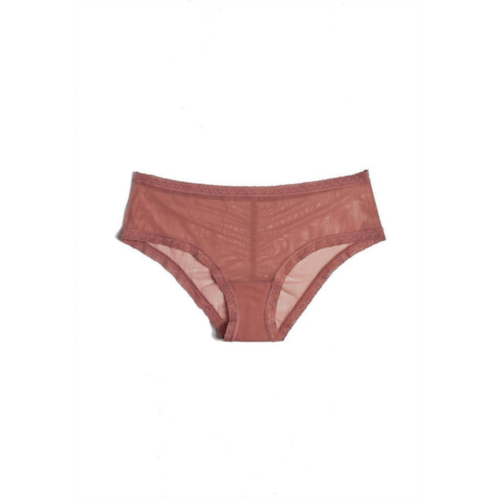 Blush Lingerie womens mesh lace trim hipster panty in nutmeg