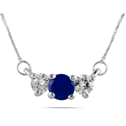 SSELECTS sapphire and diamond three stone pendant in 14k