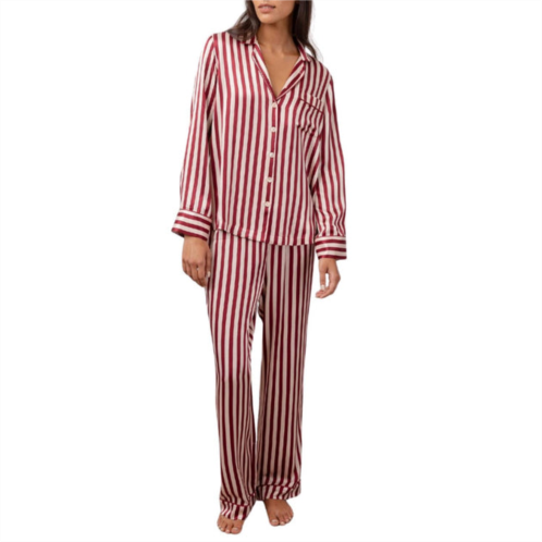 Rails alba silky pajama set in blush/wine stripe