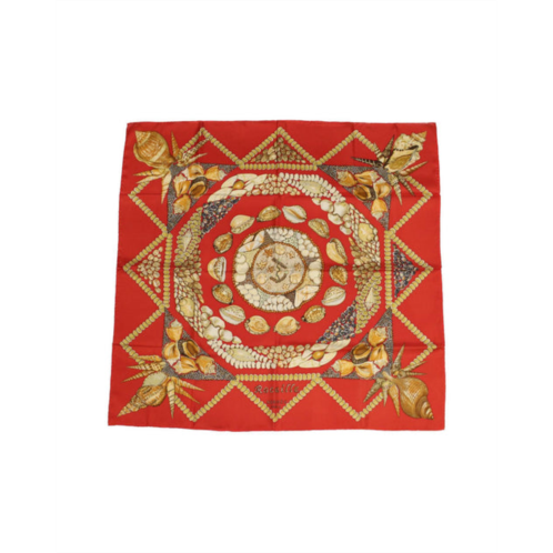hermes carre 90 rocaille scarf silk red auth hk761